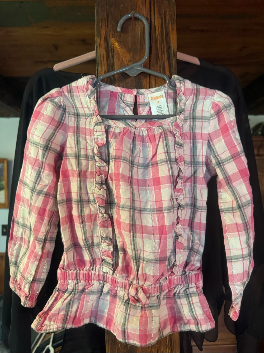 Gymboree Pink Plaid Ruffle Peplum Top
